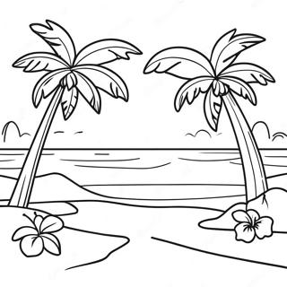 Tropical Hawaiian Beach Scene Coloring Page 41169-34205