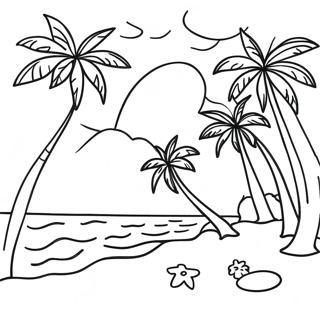 Tropical Hawaiian Beach Scene Coloring Page 41169-34206