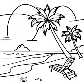 Tropical Hawaiian Beach Scene Coloring Page 41169-34207