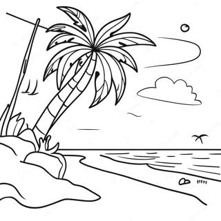 Tropical Hawaiian Beach Scene Coloring Page 41169-34208