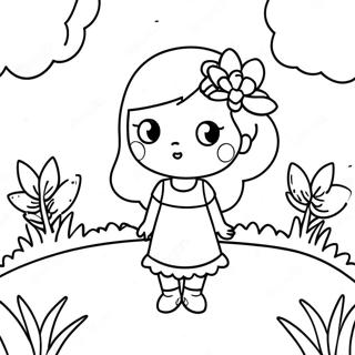 Cute Amy In A Flower Garden Coloring Page 4131-3333