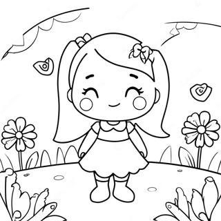 Cute Amy In A Flower Garden Coloring Page 4131-3334