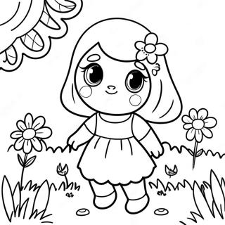 Cute Amy In A Flower Garden Coloring Page 4131-3335