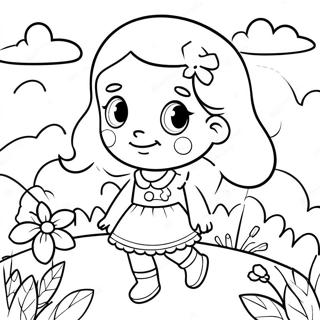 Cute Amy In A Flower Garden Coloring Page 4131-3336