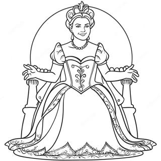 Elegant Queen In Royal Robes Coloring Page 4141-3342