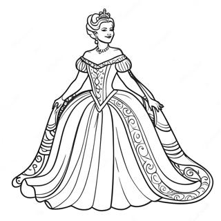 Elegant Queen In Royal Robes Coloring Page 4141-3344