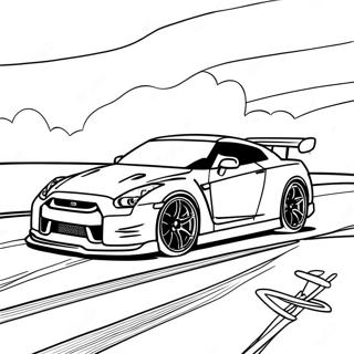 Gtr R35 Racing On The Track Coloring Page 41490-34435