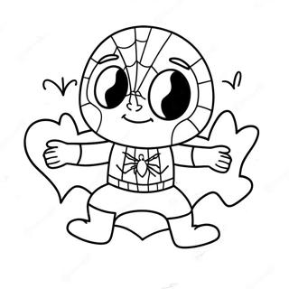 Cute Spiderman With Hearts Coloring Page 41520-34455