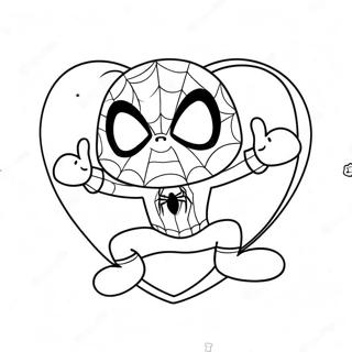 Cute Spiderman With Hearts Coloring Page 41520-34456