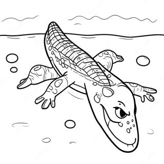 Vector The Crocodile Swimming In Water Coloring Page 41600-34521