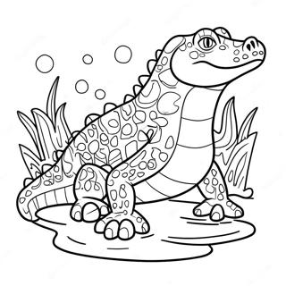 Vector The Crocodile Swimming In Water Coloring Page 41600-34522