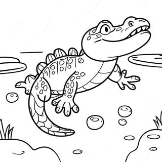 Vector The Crocodile Swimming In Water Coloring Page 41600-34523