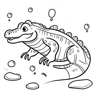 Vector The Crocodile Swimming In Water Coloring Page 41600-34524