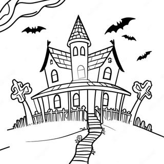 Spooky Haunted House Halloween Coloring Page 41660-34576