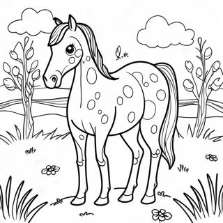 Spotted Appaloosa Horse In A Meadow Coloring Page 41710-34605