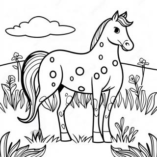 Spotted Appaloosa Horse In A Meadow Coloring Page 41710-34606