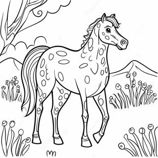 Spotted Appaloosa Horse In A Meadow Coloring Page 41710-34608