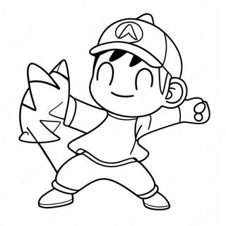 Ash Ketchum Catching Pikachu Coloring Page 41720-34610