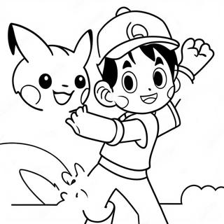 Ash Ketchum Catching Pikachu Coloring Page 41720-34612