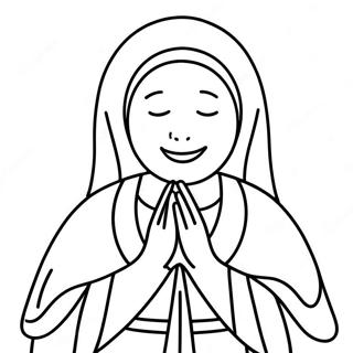 Joyful Nun Praying Coloring Page 41850-34718