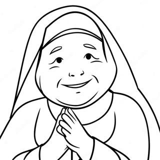 Joyful Nun Praying Coloring Page 41850-34719