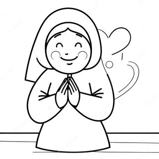 Joyful Nun Praying Coloring Page 41850-34720