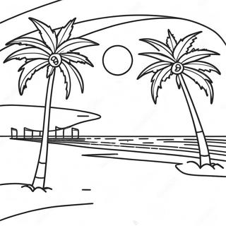 Miami Beach Sunset Coloring Page 41899-34766