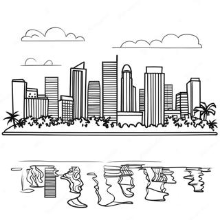 Colorful Miami Skyline Coloring Page 41900-34758