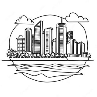 Colorful Miami Skyline Coloring Page 41900-34760