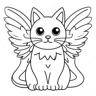 Cat With Colorful Wings Coloring Page 41999-34838