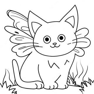 Cat With Colorful Wings Coloring Page 41999-34839