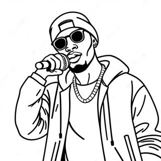 Cool Rapper With Microphone Coloring Page 4201-3389