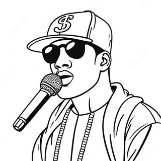 Cool Rapper With Microphone Coloring Page 4201-3391