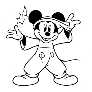 Magical Sorcerer Mickey In Action Coloring Page 42141-34949