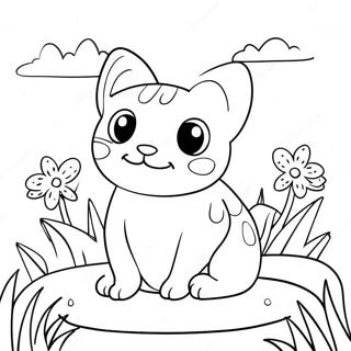 Cute Cat Toad In A Garden Coloring Page 42271-35051