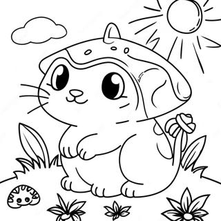 Cute Cat Toad In A Garden Coloring Page 42271-35052