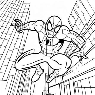 Spiderman 2099 Swinging Through City Coloring Page 4231-3413