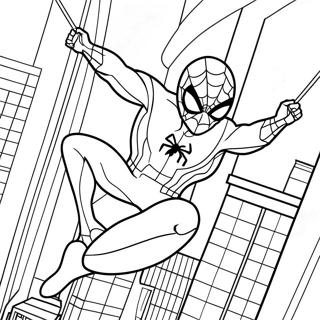 Spiderman 2099 Swinging Through City Coloring Page 4231-3414