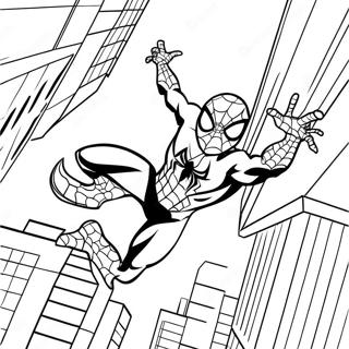 Spiderman 2099 Swinging Through City Coloring Page 4231-3415