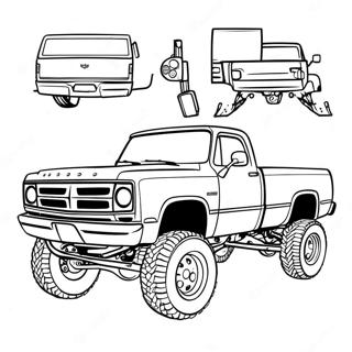 Custom Lifted Dodge Truck Coloring Page 42391-35146