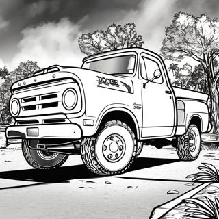 Custom Lifted Dodge Truck Coloring Page 42391-35335