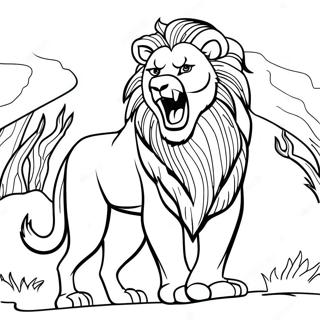 Majestic Lion Roaring Coloring Page 42592-35482