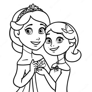 Elsa And Anna Birthday Celebration Coloring Page 42602-35290