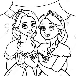 Elsa And Anna Birthday Celebration Coloring Page 42602-35486