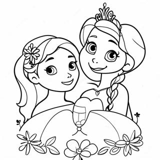 Elsa And Anna Birthday Celebration Coloring Page 42602-35488