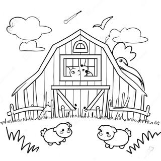 Cute Barn With Animals Coloring Page 4261-3437