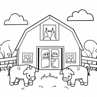 Cute Barn With Animals Coloring Page 4261-3438