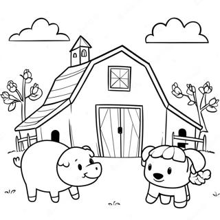 Cute Barn With Animals Coloring Page 4261-3439