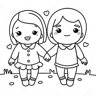 Cute Best Friends Holding Hands Coloring Page 42622-35502