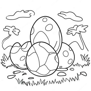 Colorful Dinosaur Eggs In A Field Coloring Page 42632-35517